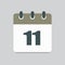 Vector icon calendar day number 11, 11th day month