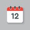 Vector icon calendar day number 12, 12th day month