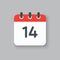 Vector icon calendar day number 14, 14th day month