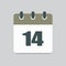 Vector icon calendar day number 14, 14th day month