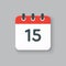 Vector icon calendar day number 15, 15th day month