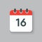 Vector icon calendar day number 16, 16th day month