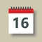 Vector icon calendar day number 16, 16th day month