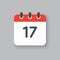 Vector icon calendar day number 17, 17th day month