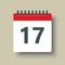 Vector icon calendar day number 17, 17th day month