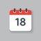 Vector icon calendar day number 18, 18th day month
