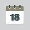 Vector icon calendar day number 18, 18th day month