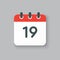 Vector icon calendar day number 19, 19th day month