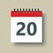 Vector icon calendar day number 20, 20th day month