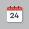 Vector icon calendar day number 24, 24th day month