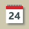 Vector icon calendar day number 24, 24th day month