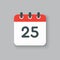 Vector icon calendar day number 25, 25th day month