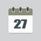 Vector icon calendar day number 27, 27th day month