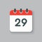 Vector icon calendar day number 29, 29th day month