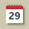 Vector icon calendar day number 29, 29th day month