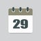 Vector icon calendar day number 29, 29th day month
