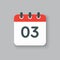 Vector icon calendar day number 3, 3th day month