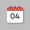 Vector icon calendar day number 4, 4th day month