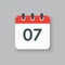 Vector icon calendar day number 7, 7th day month