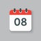 Vector icon calendar day number 8, 8th day month