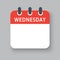 Vector icon calendar page, days of week Wednesday