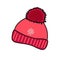 Vector icon cartoon illustration with hat with a pompom