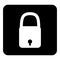 Vector icon of a closed padlock. Vector white illustration on bl