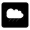Vector icon cloud of rain. Vector white illustration on black ba