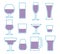 Vector icon collection set with different simple drinking glass types