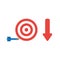 Vector icon concept of bulls eye and dart miss the target with a