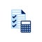 vector icon concept of calculator and checklist document for tax accounting and auditing. Can be used for accounting, economics