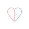 Vector icon concept of connected heart puzzle pieces. Color outlines