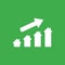 Vector icon concept of house graph moving up on green background