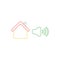 Vector icon concept of house with high speaker sound, loud voice