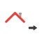 Vector icon concept of house roof with arrow moving right