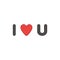 Vector icon concept of i love you abbreviation text with red heart