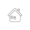 Vector icon concept of key lock or unlock house keyhole. Black outline