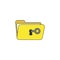 Vector icon concept of key unlock folder keyhole. Black outlines and colored