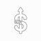 Vector icon concept of key unlock or lock dollar symbol with arrow moving up