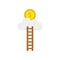 Vector icon concept of ladder reach dollar money coin on cloud