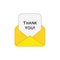 Vector icon concept of open envelope mail or message with thank you written on paper