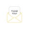 Vector icon concept of open envelope mail or message with thank you written on paper