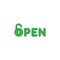 Vector icon concept of open word with opened padlock. Colored and color outlines