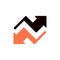 vector icon concept of opposite arrows for growth and decline, rise and recession