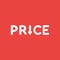 Vector icon concept of price word with arrow moving down on red