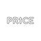 Vector icon concept of price word with arrow moving up. Black outline