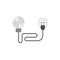 Vector icon concept of puzzle light bulb with cable, electrical plug and outlet