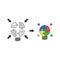 Vector icon concept of puzzle pieces light bulb unite and glowing and coloring