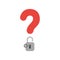 Vector icon concept of question mark with open padlock and key