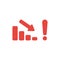 Vector icon concept of sales bar chart graph arrow moving down w